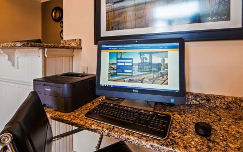 Hotel computer desk and printer