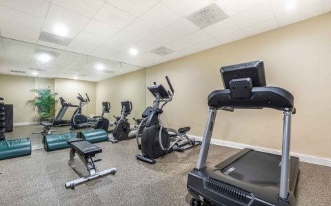 Treadmill and Excercise bike in hotel gym